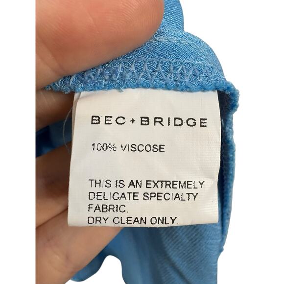 Bec + Bridge Lorelai V Maxi Dress Satin Ruched Formal Wedding Guest Blue Size 4 - Picture 10 of 10